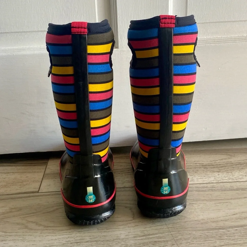 Bogs Girl’s Classic Striped Waterproof Winter Snow Boots